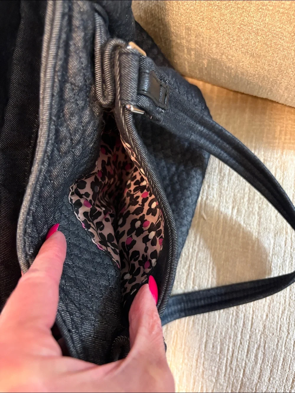 Vera Bradley Black Quilted Shoulder Tote - Picture 8 of 12